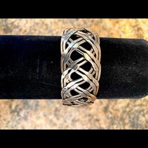 Sterling Silver basket weave cuff bracelet